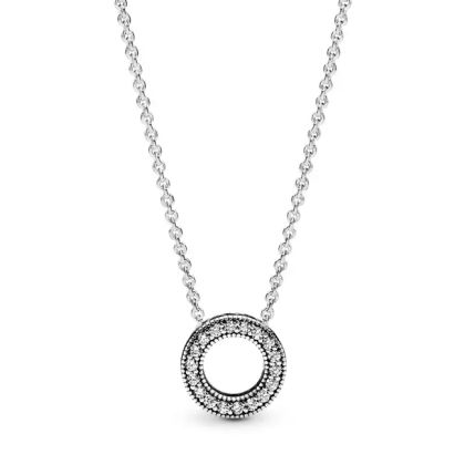 Колие с паве с лого Pandora Circle Collier