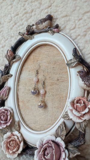 Обеци с хербаризирана гипсофила 